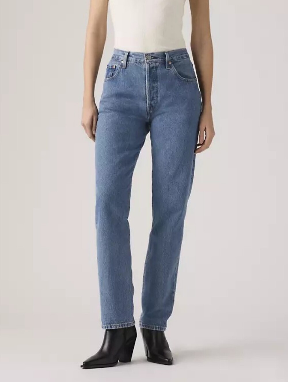 Levi's 501 Premium Straight Leg Button Fly Jeans Medium Wash Blue W32 L30